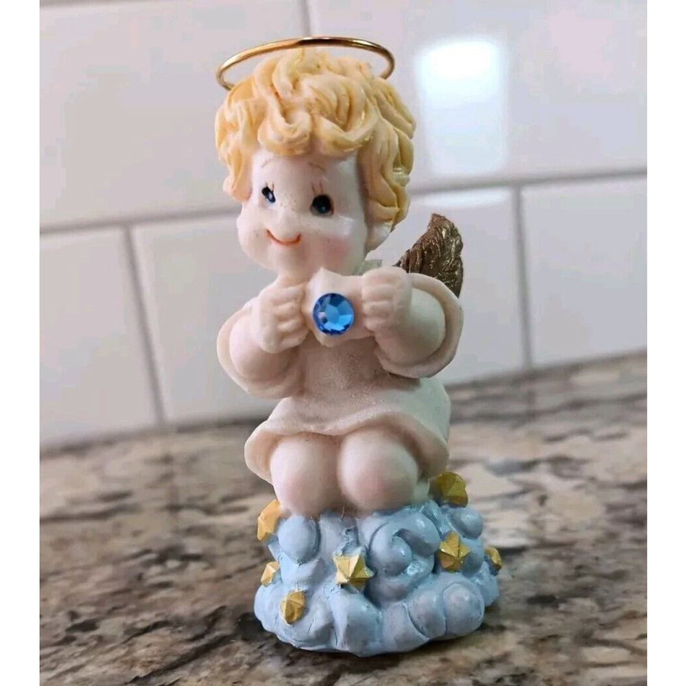 September Baby Sapphire Birthstone Child Angel Figurine Child Gift Collectible